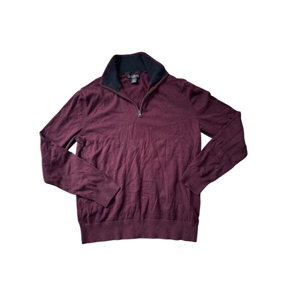 Banana Republic Cotton Cashmere Blend 1/4 Zip Sweater; SO SOFT!! Size M; Maroon - Picture 1 of 10